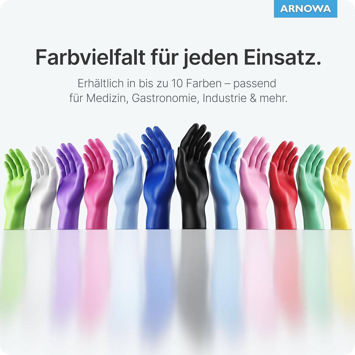 ARNOMED Einweghandschuhe 100 Stück/Box, Schwarze Nitrilhandschuhe L, Puderfreie & Latexfreie Einmalhandschuhe, Handschuhe in Gr. XS, S, M, L, XL & XXL Verfügbar