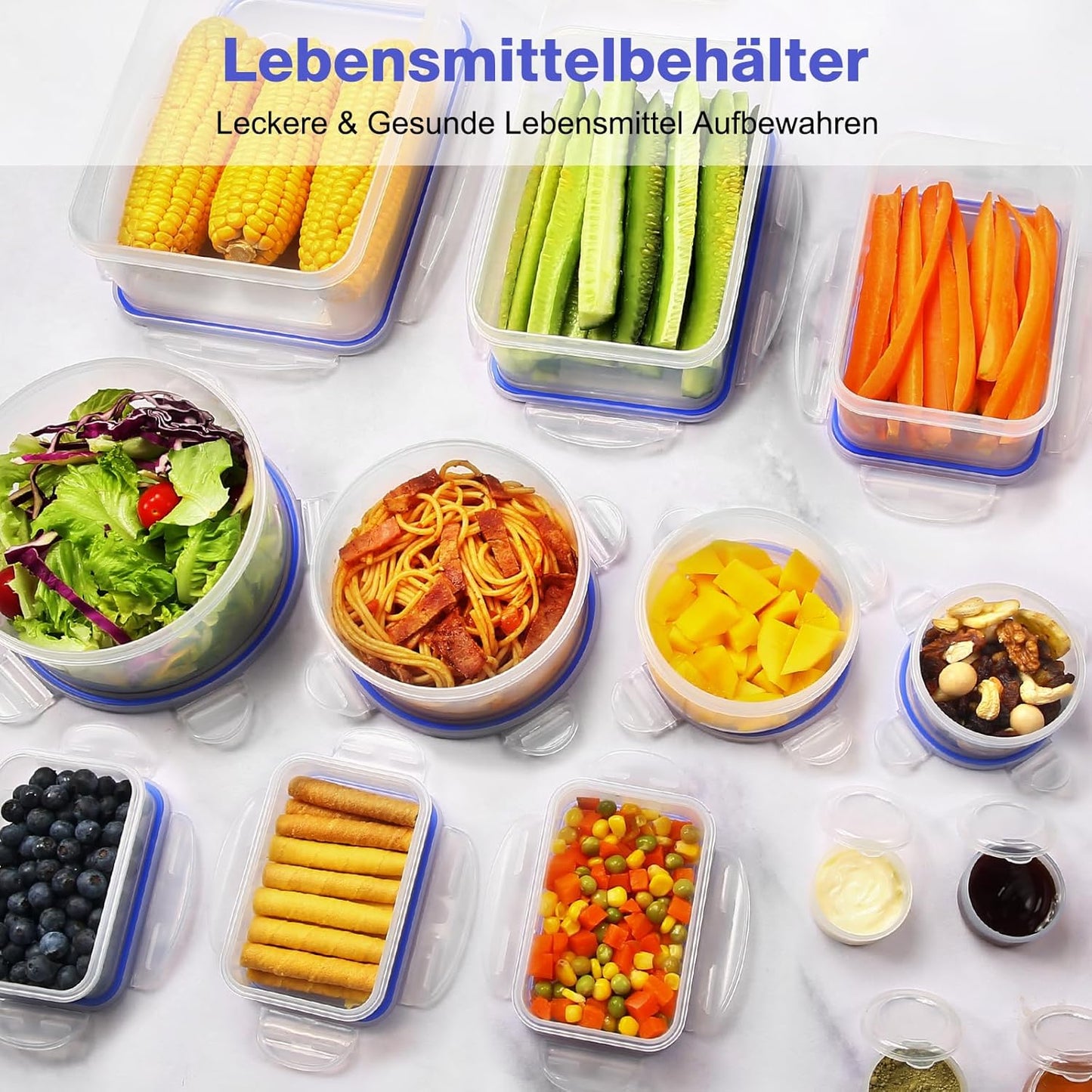 YASHE 32Er Frischhaltedosen Mit Deckel, Luftdichte Aufbewahrungsbox, Bpa-Frei Kunststoff Aufbewahrungsbehälter Für Küche, Vorratsdosen Set Mit Etiketten