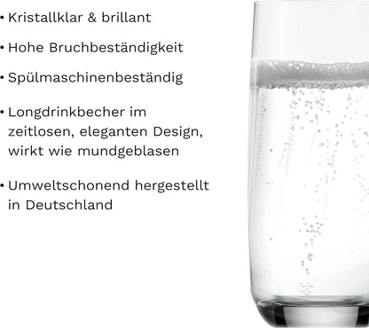 Stölzle Lausitz Longdrinkgläser Weinland 6Er-Set 390 Ml – Elegante Allroundgläser Ideal Für Cocktails, Drinks, Wasser & Säfte – Hochwertige Wassergläser Aus Kristallglas – Spülmaschinen- & Stoßfest