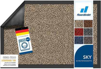 Floordirekt Schmutzfangmatte Rhine - Waschbare & Leistungsstarke Fußmatte - Sauberlaufmatte Mit Rutschfester Rückseite - Türmatte Für Den Eingangsbereich (Ocker-Schwarz (Meliert), 40 Cm X 60 Cm)