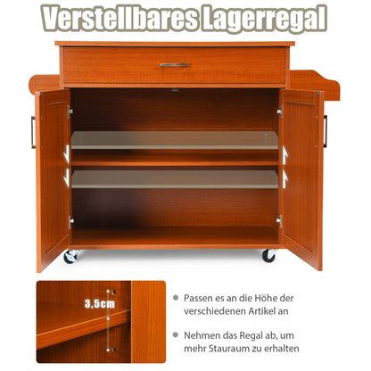 Küchenwagen Mit Handtuchhalter & Gewürzboard & Schublade Kücheninsel Rollbarer Küchenschrank