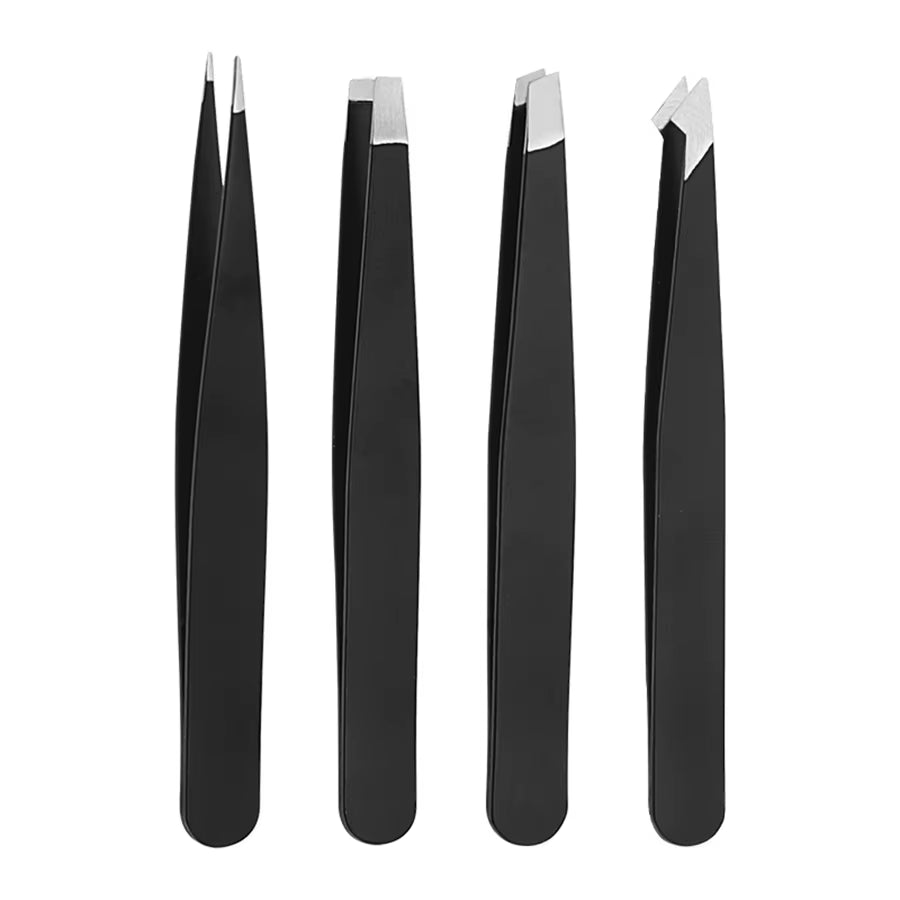 Pinzetten Set 3–4 teilig – Premium Edelstahl Augenbrauen-Pinzetten mit Präzisions-Spitze für Gesichts- und Körperhaarentfernung