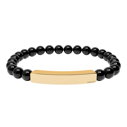 Steinarmband mit gravierbarer Edelstahl Bar