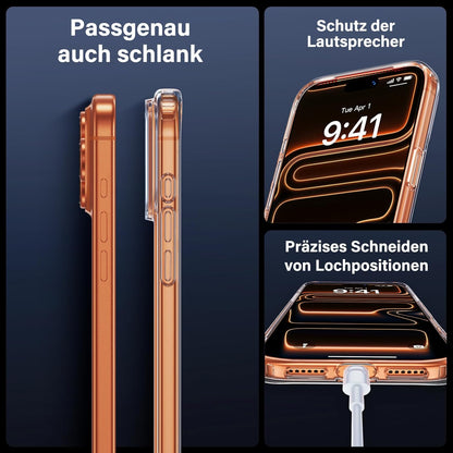 Uniqueme Für Iphone 17 Pro Hülle - Handyhülle Für Iphone 17 Pro Case, Rundumschutz Hülle Set Schutzhülle Cover, 1 Handyhülle & 2 Schutzfolie - Transparent