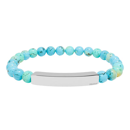 Steinarmband mit gravierbarer Edelstahl Bar