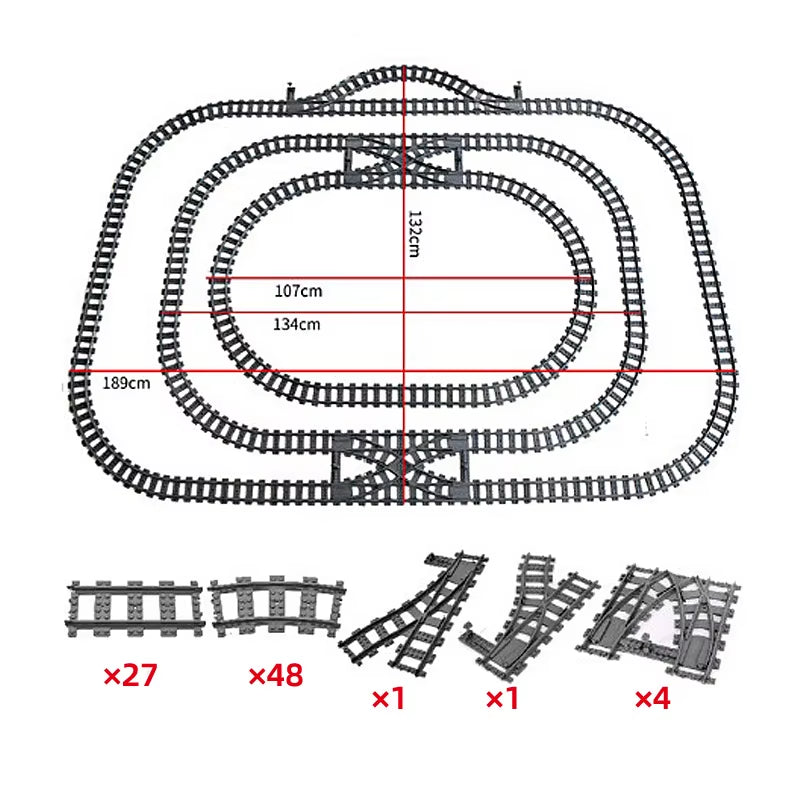 Train Track Combination Scene MOC Building Blocks DIY Cross Track Railroad Bridge Compatible with LEGO Bricks Toys Rail Car