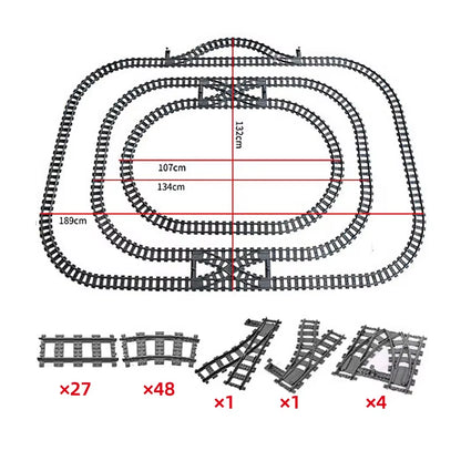Train Track Combination Scene MOC Building Blocks DIY Cross Track Railroad Bridge Compatible with LEGO Bricks Toys Rail Car