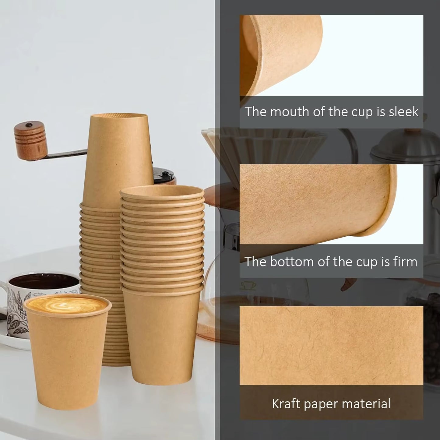 8 Oz Kraftpapierbecher, Einweg-Kaffeetassen Aus Papier, Heiß-/Kalttrinkbecher Für Wasser, Kaffee, Saft, Ungebleichte Becher Für Party-Picknick