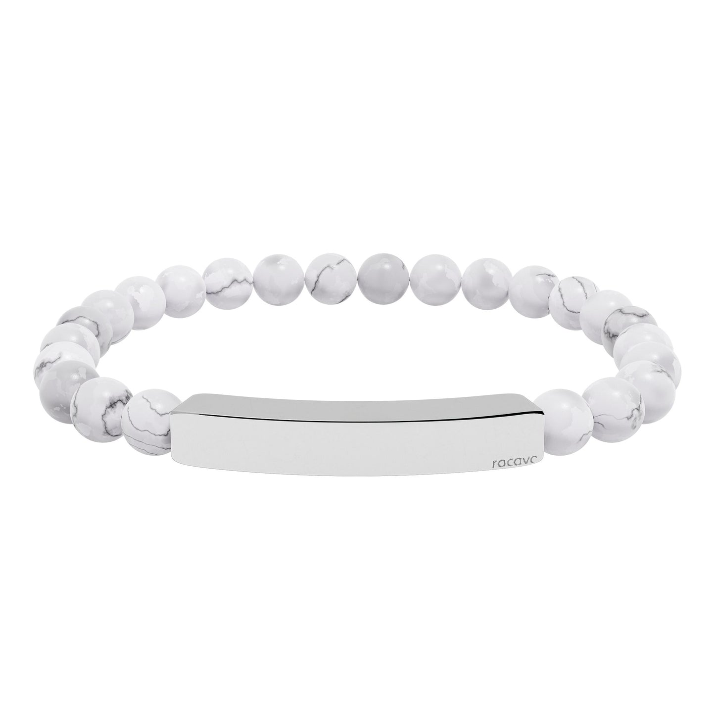 Steinarmband mit gravierbarer Edelstahl Bar