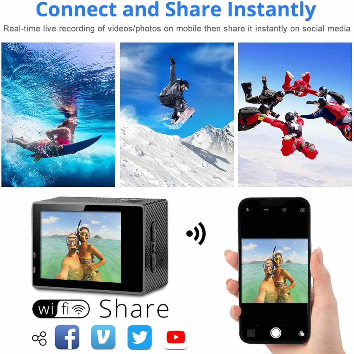 Ultra HD 4K Action Pro Camera with Wi-Fi &amp; Image Stabilization