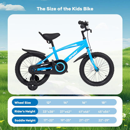 Kinderfahrrad 14 Zoll, Fahrrad Für Jungen Und Mädchen Mit Stützrädern