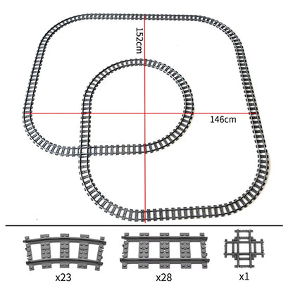 Train Track Combination Scene MOC Building Blocks DIY Cross Track Railroad Bridge Compatible with LEGO Bricks Toys Rail Car