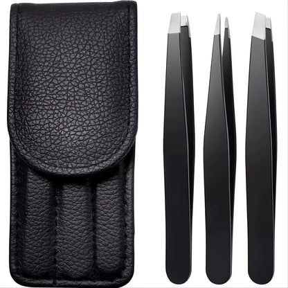 Pinzetten Set 3–4 teilig – Premium Edelstahl Augenbrauen-Pinzetten mit Präzisions-Spitze für Gesichts- und Körperhaarentfernung