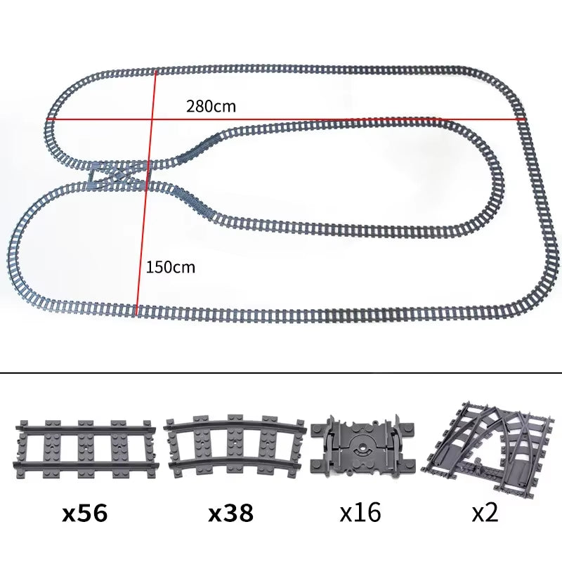 MOC Railroad Bridge Train Track Combination Scene Building Blocks DIY Cross Track Bricks Toys Rail Car Compatible with LEGO