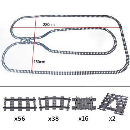 MOC Railroad Bridge Train Track Combination Scene Building Blocks DIY Cross Track Bricks Toys Rail Car Compatible with LEGO