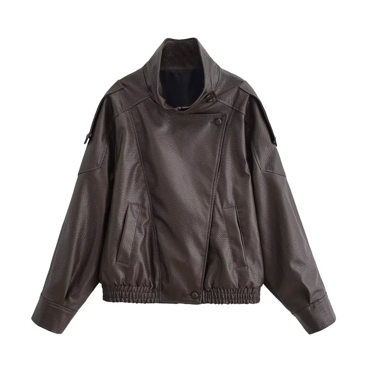 Leder Jacke Für Frauen Casual Solide Lange Sleeve Zipper Pu Leder Mäntel Neue Mode Weibliche Streetwear