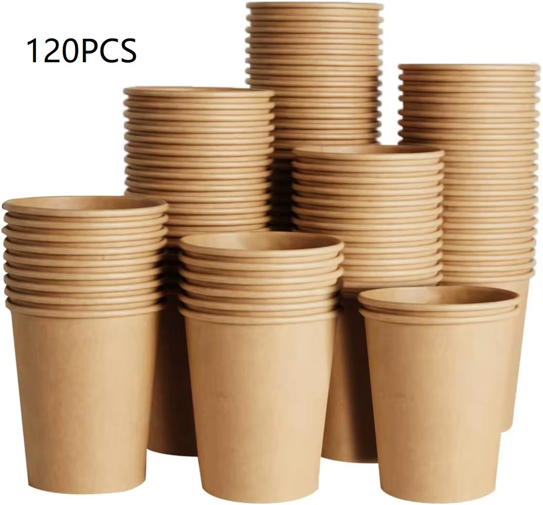 8 Oz Kraftpapierbecher, Einweg-Kaffeetassen Aus Papier, Heiß-/Kalttrinkbecher Für Wasser, Kaffee, Saft, Ungebleichte Becher Für Party-Picknick