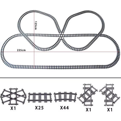 MOC Railroad Bridge Train Track Combination Scene Building Blocks DIY Cross Track Bricks Toys Rail Car Compatible with LEGO