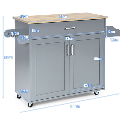 Küchenwagen Mit Handtuchhalter & Gewürzboard & Schublade Kücheninsel Rollbarer Küchenschrank