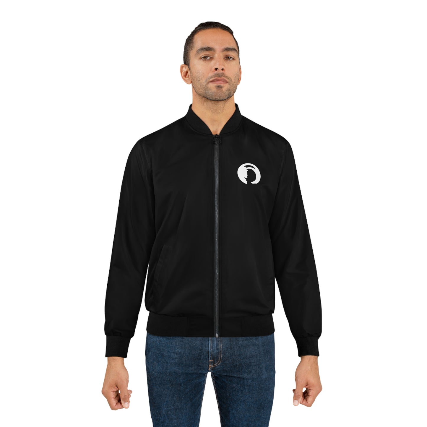 Minimalist White Bomber Jacket with Black Trim