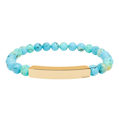 Steinarmband mit gravierbarer Edelstahl Bar