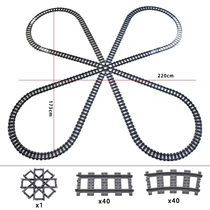 MOC Railroad Bridge Train Track Combination Scene Building Blocks DIY Cross Track Bricks Toys Rail Car Compatible with LEGO