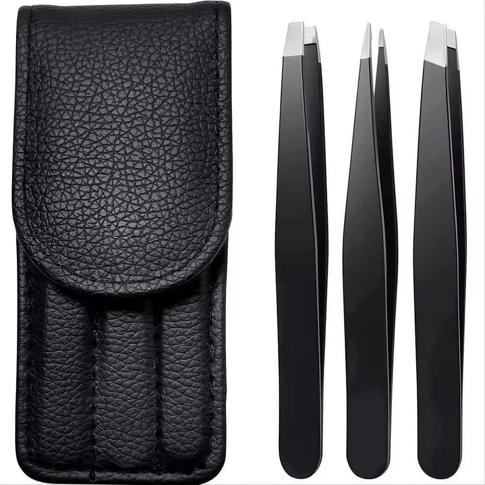 Pinzetten Set 3–4 teilig – Premium Edelstahl Augenbrauen-Pinzetten mit Präzisions-Spitze für Gesichts- und Körperhaarentfernung