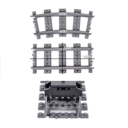 MOC Creative Expert Ideas City Train Tracks Straight Curved Switch Crossings Rails Bricks Building Blocks DIY Toys for Kids Gift