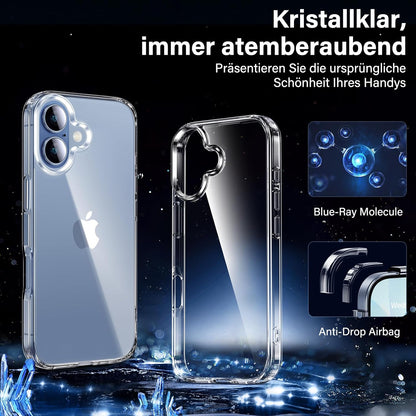 Uniqueme Für Iphone 17 Hülle - Handyhülle Für Iphone 17 Case,Rundumschutz Schutzhülle Cover, 1 Handyhülle & 2 Schutzfolie - Transparent
