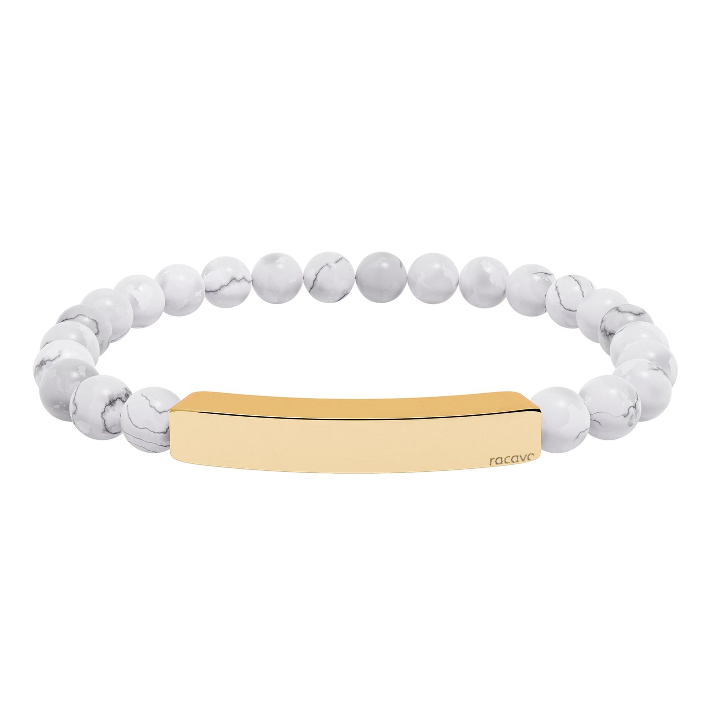 Steinarmband mit gravierbarer Edelstahl Bar