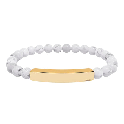 Steinarmband mit gravierbarer Edelstahl Bar