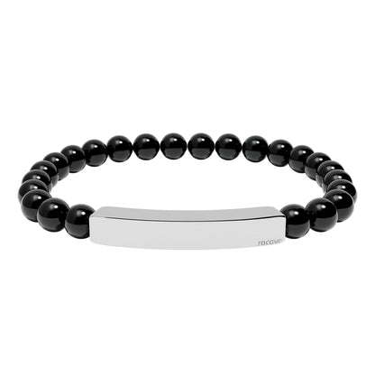 Steinarmband mit gravierbarer Edelstahl Bar