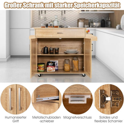 Küchenwagen Mit Handtuchhalter & Gewürzboard & Schublade Kücheninsel Rollbarer Küchenschrank
