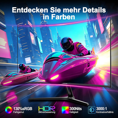 Minifire 24 Zoll Curved Gaming Monitor 180Hz, 1Ms, FHD PC Bildschirm 1500R, Mit Lautsprechern, Freesync, HDR, 130% Srgb, Rahmenlos, HDMI1.4/DP1.2 Ports -Schwarz (MFG24C1 Mit Hdmi-Kabel)