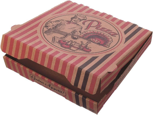 100 Pizzakartons Pizzaschachteln Pizzaboxen NYC Braun Mit Neutraldruck 4Cm Höhe Verschiedene Größen Gemäß Auswahl - Inkl. Verpackg in D (24X24X4Cm)