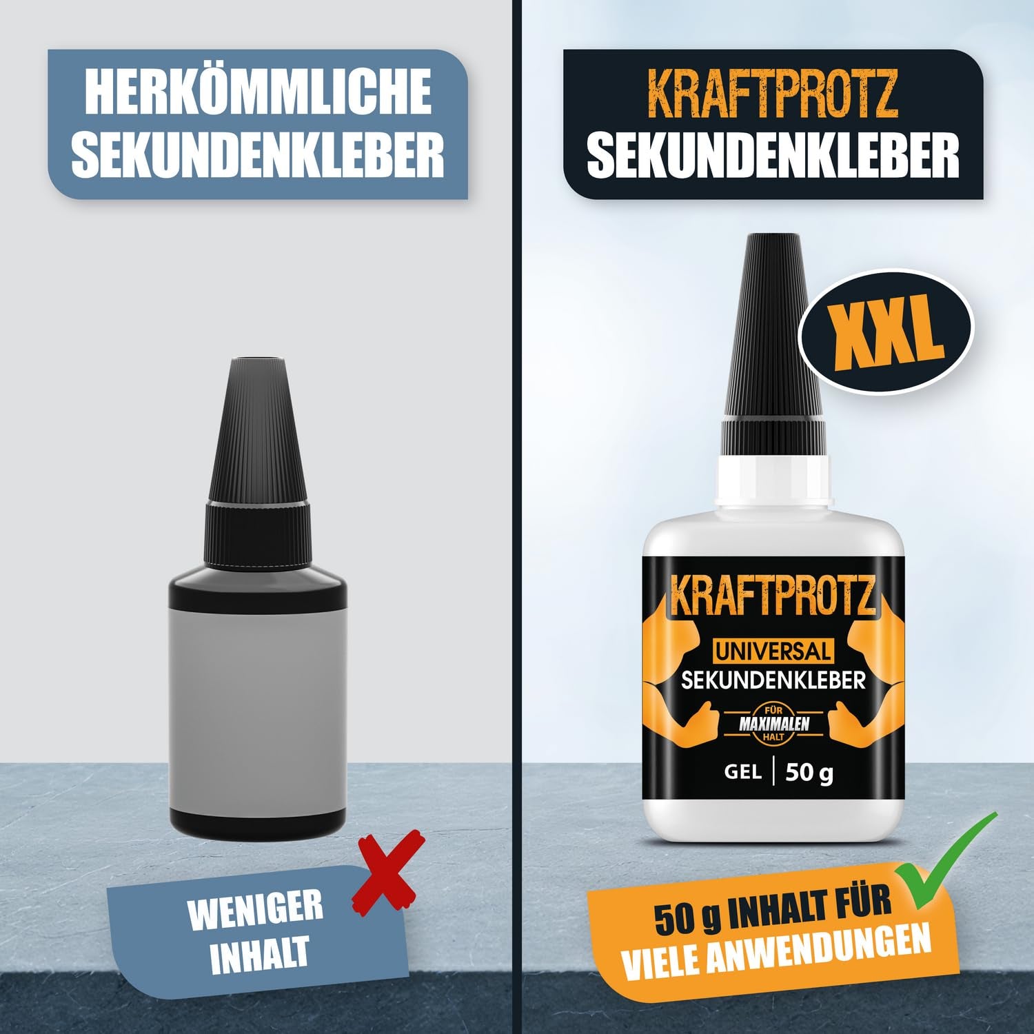Sekundenkleber Extra Stark Gel 50 G – XXL Superkleber Für Holz, Metall, Kunststoff, Glas