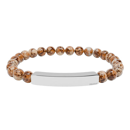 Steinarmband mit gravierbarer Edelstahl Bar