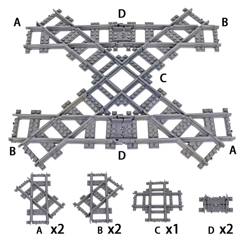 MOC Railroad Bridge Train Track Combination Scene Building Blocks DIY Cross Track Bricks Toys Rail Car Compatible with LEGO