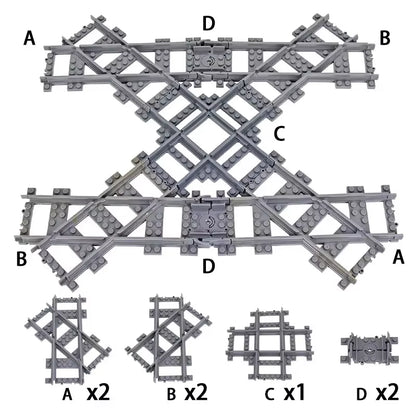MOC Railroad Bridge Train Track Combination Scene Building Blocks DIY Cross Track Bricks Toys Rail Car Compatible with LEGO