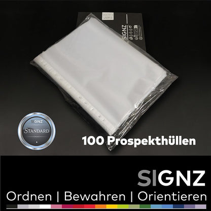 SIGNZ Prospekthüllen (DIN A4, 40 My), 100 Stück