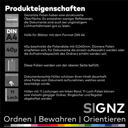 SIGNZ Prospekthüllen (DIN A4, 40 My), 100 Stück