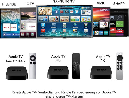 Neue Ersatzfernbedienung Für Apple TV, Apple TV Fernbedienung Kompatibel Mit Apple 1, 2, 3, 4, 5 Generation Und Apple TV 4K