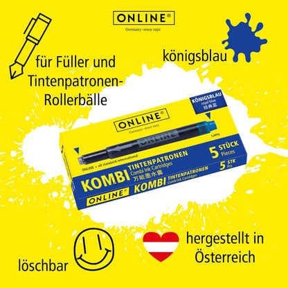 ONLINE 40X Kompatible LAMY Patronen Blau, Auch Für Pelikan, Stabilo Etc, Universal Tintenpatronen
