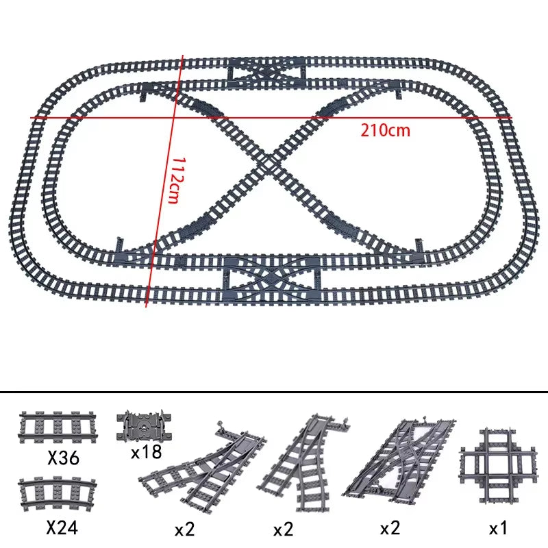 MOC Railroad Bridge Train Track Combination Scene Building Blocks DIY Cross Track Bricks Toys Rail Car Compatible with LEGO