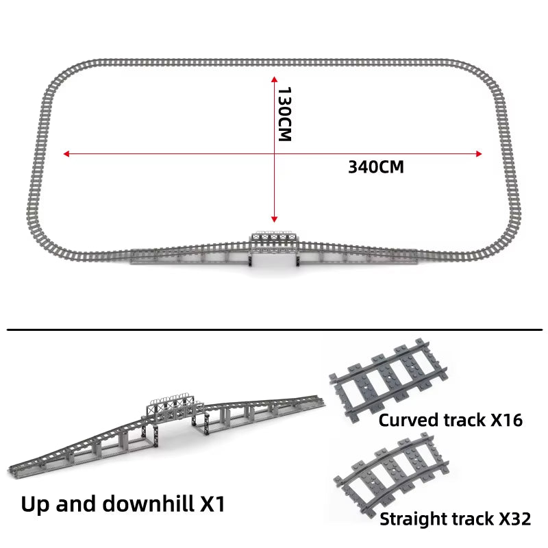 Train Track Combination Scene MOC Building Blocks DIY Cross Track Railroad Bridge Compatible with LEGO Bricks Toys Rail Car