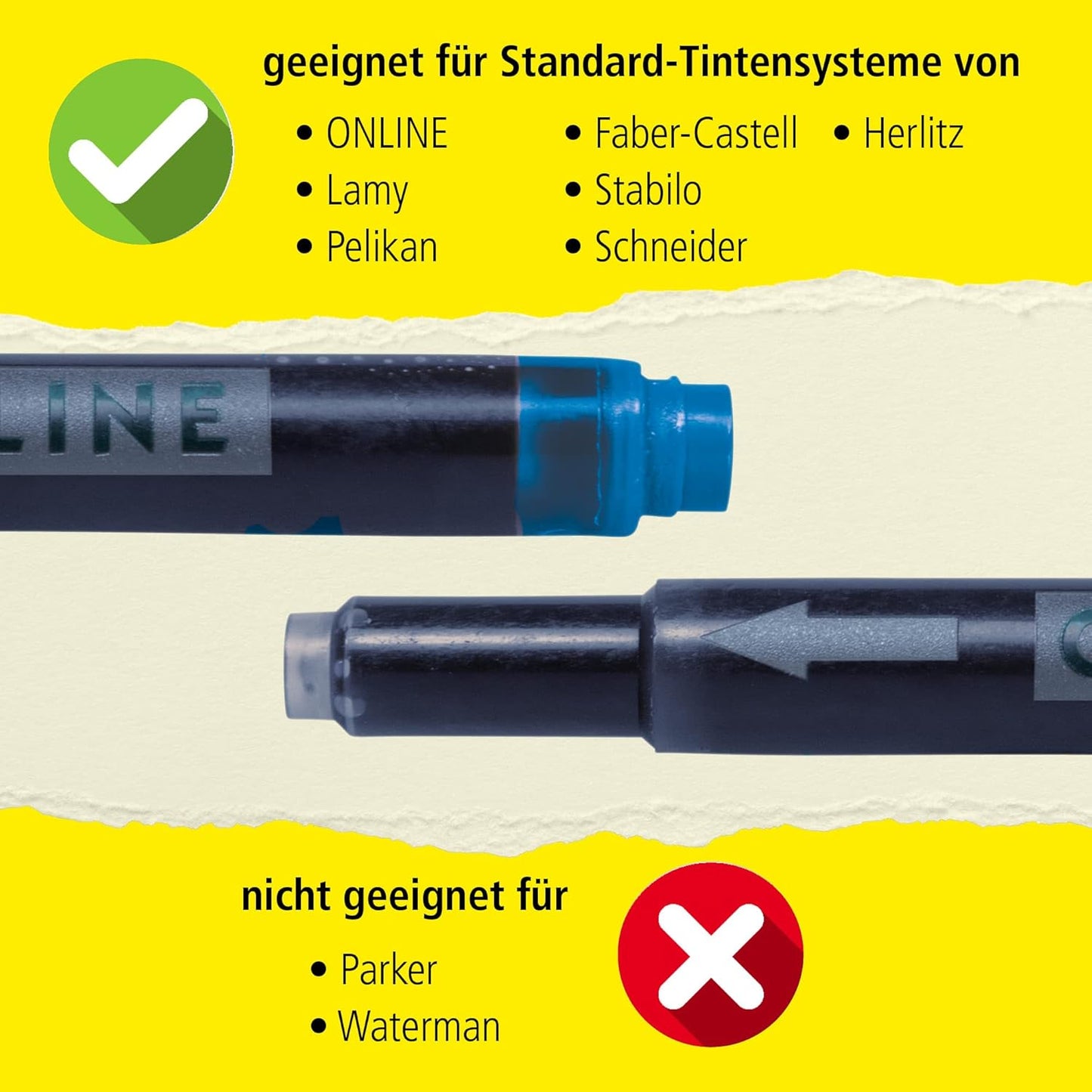 ONLINE 40X Kompatible LAMY Patronen Blau, Auch Für Pelikan, Stabilo Etc, Universal Tintenpatronen
