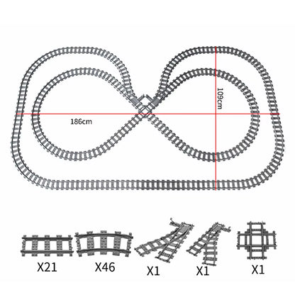 Train Track Combination Scene MOC Building Blocks DIY Cross Track Railroad Bridge Compatible with LEGO Bricks Toys Rail Car