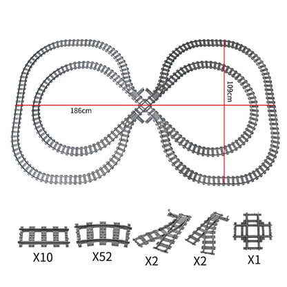 Train Track Combination Scene MOC Building Blocks DIY Cross Track Railroad Bridge Compatible with LEGO Bricks Toys Rail Car