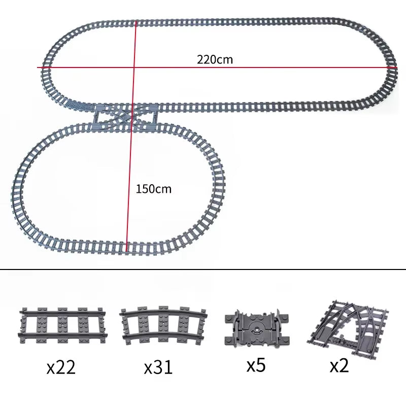 MOC Railroad Bridge Train Track Combination Scene Building Blocks DIY Cross Track Bricks Toys Rail Car Compatible with LEGO