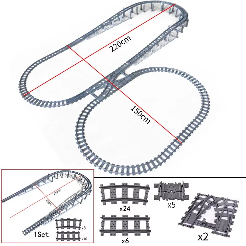 MOC Railroad Bridge Train Track Combination Scene Building Blocks DIY Cross Track Bricks Toys Rail Car Compatible with LEGO